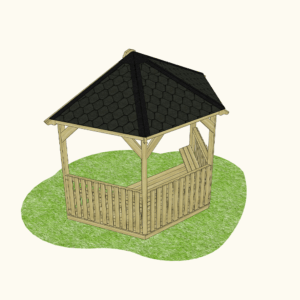 Hexagonal Half Outdoor Classroom (Canopy, Sides & Seating & Base)