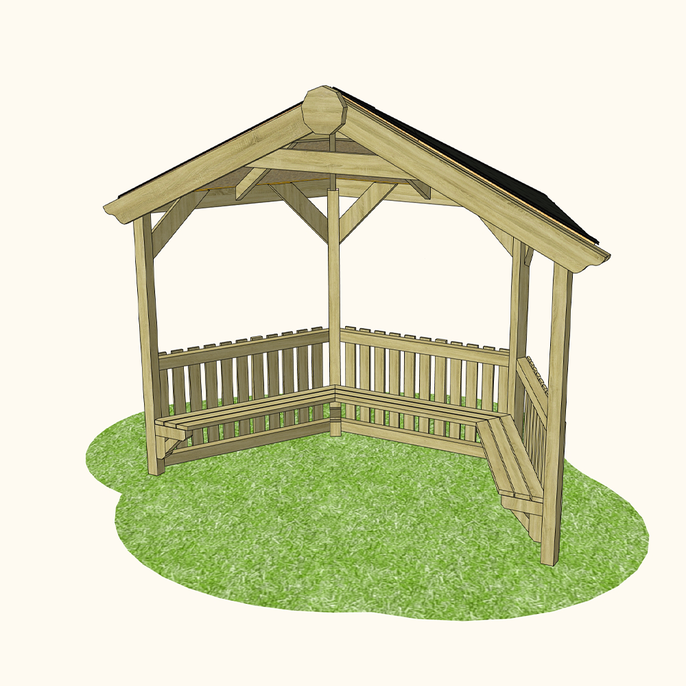 Hexagonal Half Outdoor Classroom (Canopy, Sides & Seating)