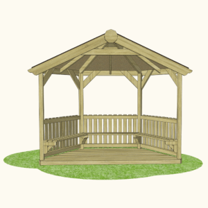 Hexagonal Half Outdoor Classroom (Canopy, Sides & Seating & Base)
