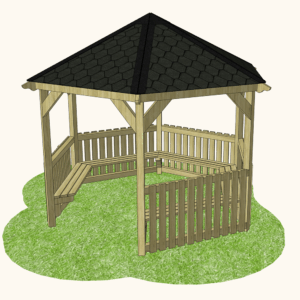 Hexagonal Outdoor Classroom (Canopy, Sides & Seating)