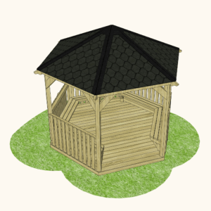 Hexagonal Outdoor Classroom with (Canopy, Sides, Seating & Base)