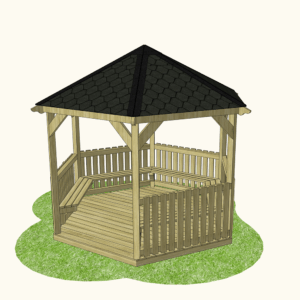 Hexagonal Outdoor Classroom with (Canopy, Sides, Seating & Base)