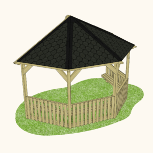 Octagonal Half Outdoor Classroom (Canopy, Sides & Seating)