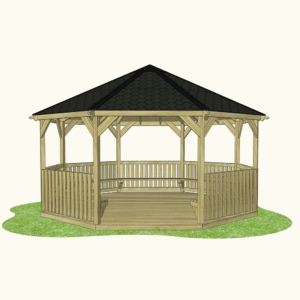 Octagonal Outdoor Classroom (Canopy, Sides, Seating & Base)