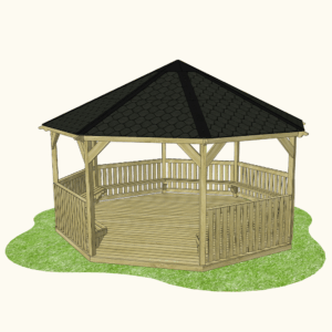 Octagonal Outdoor Classroom (Canopy, Sides, Seating & Base)
