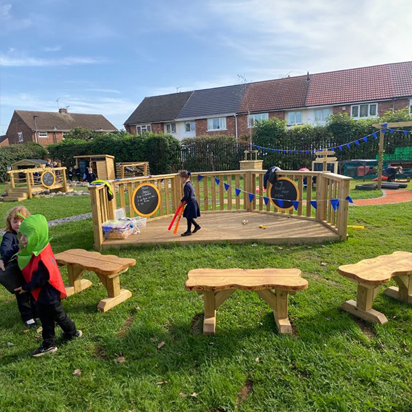 Outdoor Rustic Stage Roleplay Bench