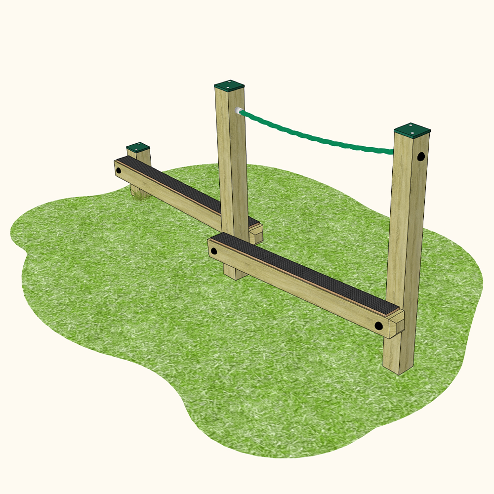 Tiered Balance Beam Crossing and Support Rope