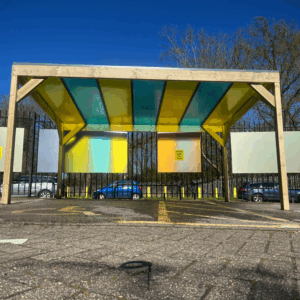 Outdoor Shelter with Multicoloured Polycarbonate Roof
