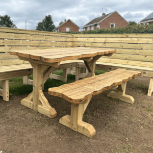 Outdoor Rustic Table & Benches