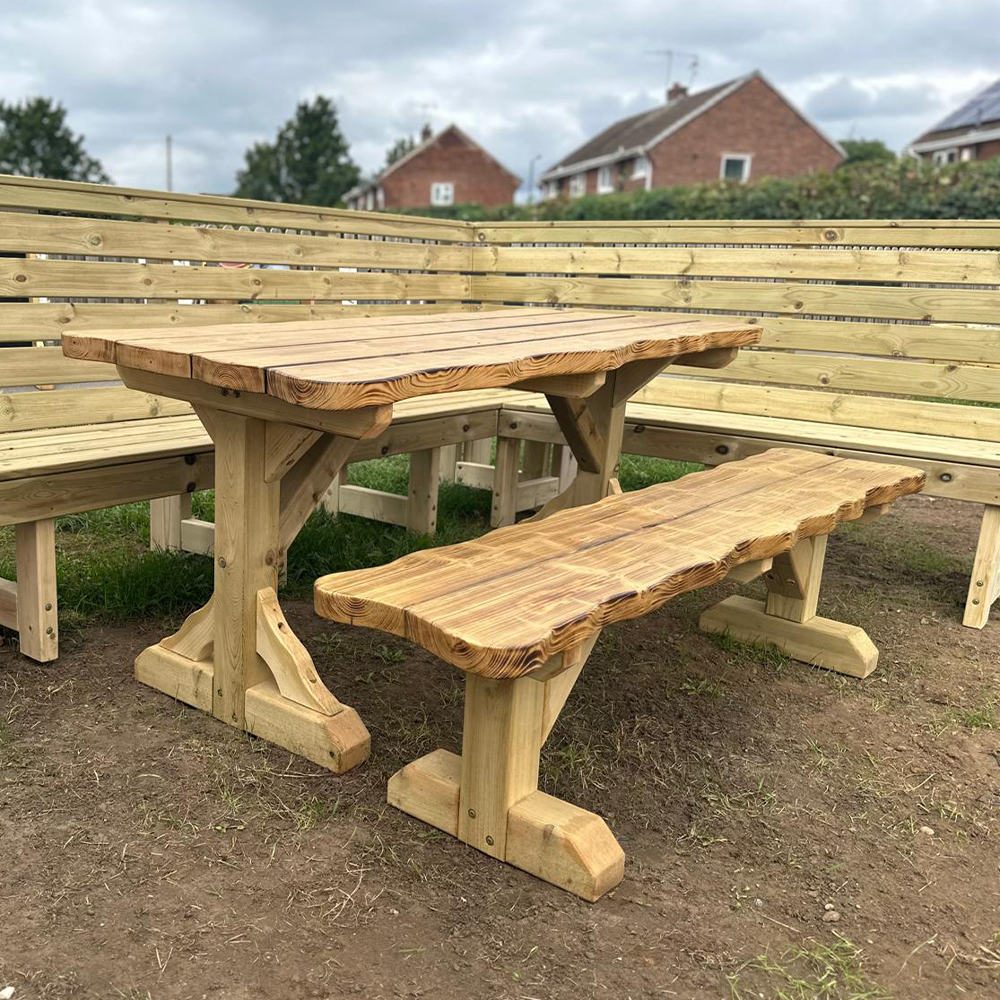Outdoor Rustic Table & Benches